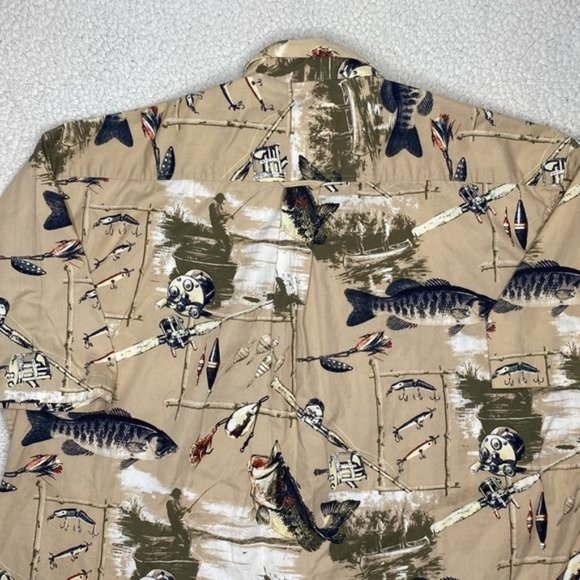 North River Outfitters Fishing AOP Short Sleeve Button Down Shirt: Size Large - Picture 4 of 9